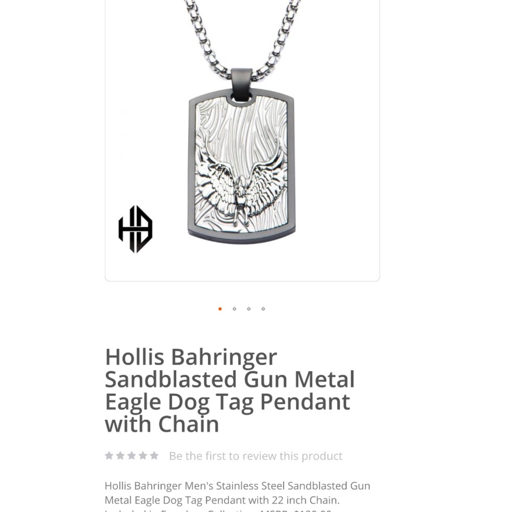 Stainless steel  Eagle Dog Tag Pendant with Chain